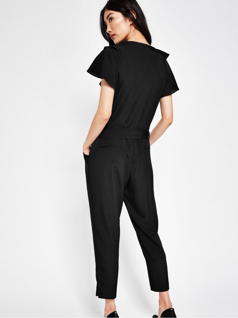 Ted Baker Steffea Draped-sleeve Crepe Black Jumpsuit, Ted Size 1